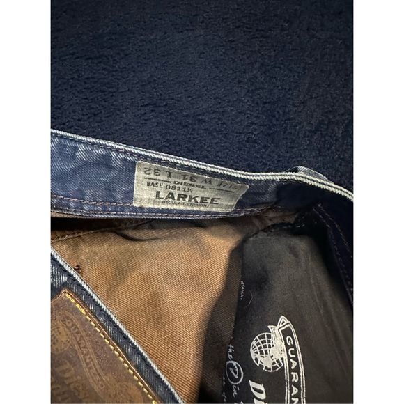 Diesel Larkee Classic Straight Factory Rip Dark Jeans Sz 31x32 B11 - Picture 6 of 12